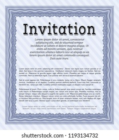 Blue Invitation. Customizable, Easy to edit and change colors. Easy to print. Modern design. 