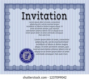 Blue Invitation. Customizable, Easy to edit and change colors. Easy to print. Modern design. 