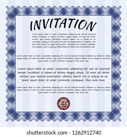 Blue Invitation. Detailed. Complex background. Excellent design. 