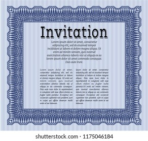 Blue Invitation. Easy to print. Detailed. Modern design. 