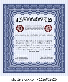 Blue Invitation. Easy to print. Good design. Detailed. 