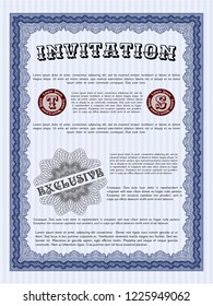 Blue Invitation. Elegant design. With complex background. Customizable, Easy to edit and change colors. 