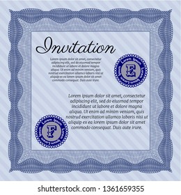 Blue Invitation. Excellent design. With background. Vector illustration. 