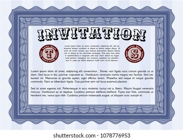  Blue Invitation. Excellent design. Complex background. Customizable, Easy to edit and change colors. 