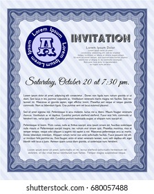 Blue Invitation. Excellent design. Detailed. With quality background. 