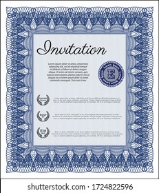 Blue Invitation. Good design. Complex background. Detailed. 