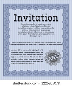 Blue Invitation. With great quality guilloche pattern. Excellent design. Customizable, Easy to edit and change colors. 