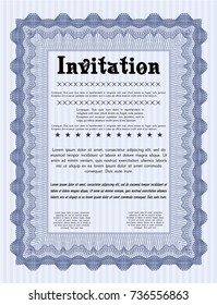 Blue Invitation. With great quality guilloche pattern. Customizable, Easy to edit and change colors. Good design. 