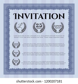 Blue Invitation. With guilloche pattern and background. Customizable, Easy to edit and change colors. Money Pattern design. 