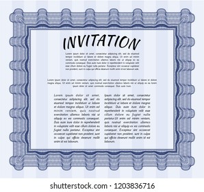 Blue Invitation. Lovely design. Customizable, Easy to edit and change colors. With complex background. 