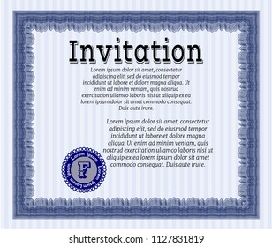 Blue Invitation. Lovely design. Vector illustration. With background. 