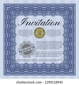 Blue Invitation. Modern design. Printer friendly. Customizable, Easy to edit and change colors. 