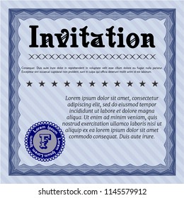 Blue Invitation. Money Pattern design. With complex background. Customizable, Easy to edit and change colors. 