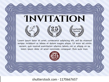 Blue Invitation. Money Pattern design. Vector illustration. With linear background. 