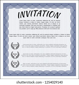 Blue Invitation. Money Pattern design. Detailed. With complex background. 