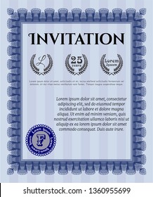 Blue Invitation. Money Pattern. Easy to print. Vector illustration. 