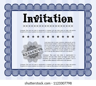 Blue Invitation. Money Pattern. Printer friendly. Vector illustration. 