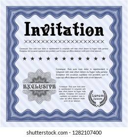 Blue Invitation. Money Pattern. Vector illustration. With quality background. 