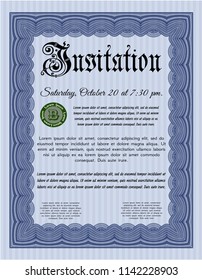Blue Invitation. Perfect design. Customizable, Easy to edit and change colors. Complex background. 