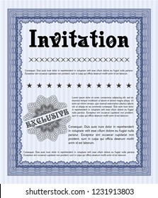 Blue Invitation. Printer friendly. Elegant design. Customizable, Easy to edit and change colors. 