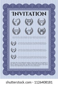 Blue Invitation. With quality background. Detailed. Cordial design. 