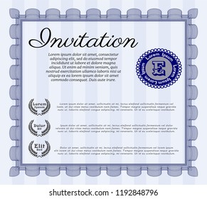 Blue Invitation. With quality background. Detailed. Modern design. 