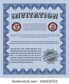 Blue Invitation. With quality background. Detailed. Perfect design. 