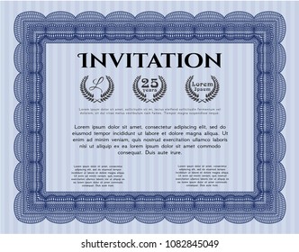 Blue Invitation. With quality background. Good design. Vector illustration. 