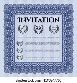 Blue Invitation. With quality background. Money design. Detailed. 