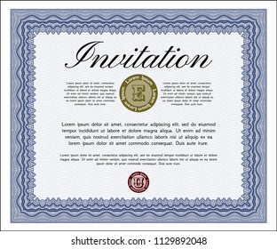 Blue Invitation. With quality background. Perfect design. Customizable, Easy to edit and change colors. 