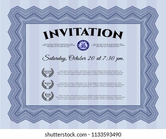 Blue Invitation. Retro design. With quality background. Vector illustration. 
