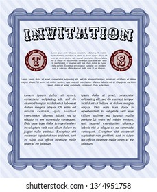 Blue Invitation. Retro design. Vector illustration. With complex background. 