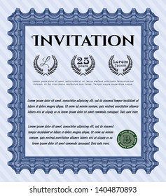 Blue Invitation. Sophisticated design. Detailed. With quality background. 
