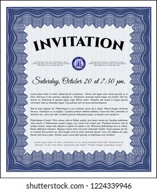 Blue Invitation. Superior design. With complex background. Detailed. 