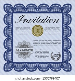 Blue Invitation. Superior design. Printer friendly. Vector illustration. 