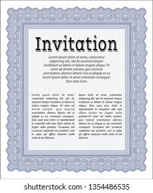 Blue Invitation template. With background. Customizable, Easy to edit and change colors. Artistry design. 