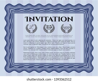 Blue Invitation template. With background. Vector illustration. Artistry design. 