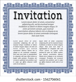 Blue Invitation template. Beauty design. Detailed. With guilloche pattern and background. 