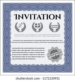 Blue Invitation template. Complex background. Vector illustration. Superior design. 