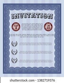 Blue Invitation template. With complex background. Modern design. Customizable, Easy to edit and change colors. 