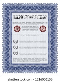 Blue Invitation template. Cordial design. With background. Customizable, Easy to edit and change colors. 