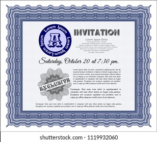 Blue Invitation template. Customizable, Easy to edit and change colors. Printer friendly. Modern design. 