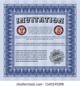 Blue Invitation template. Customizable, Easy to edit and change colors. Printer friendly. Artistry design. 
