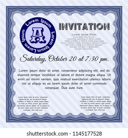 Blue Invitation template. Customizable, Easy to edit and change colors. With quality background. Excellent design. 