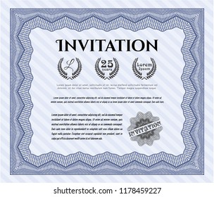 Blue Invitation template. Customizable, Easy to edit and change colors. With quality background. Elegant design. 