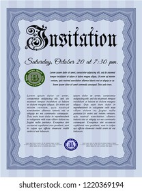 Blue Invitation template. Customizable, Easy to edit and change colors. With quality background. Excellent design. 