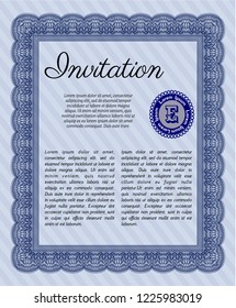 Blue Invitation template. Customizable, Easy to edit and change colors. With complex background. Sophisticated design. 