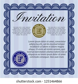 Blue Invitation template. Customizable, Easy to edit and change colors. Complex background. Excellent design. 