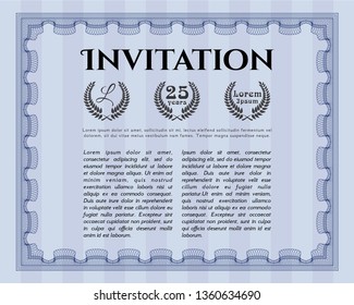 Blue Invitation template. Customizable, Easy to edit and change colors. Complex background. Artistry design. 