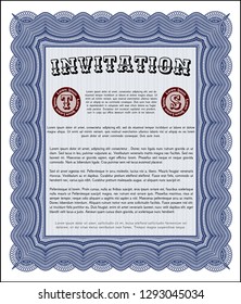 Blue Invitation template. Detailed. With complex background. Good design. 